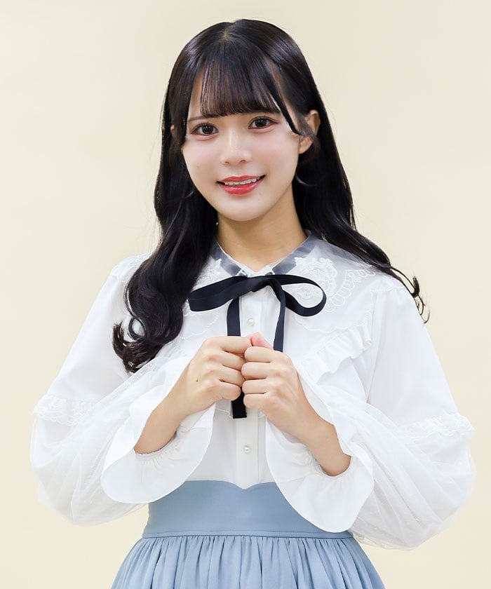 axes femme ビッグリボン　チェック　カットソー　長袖　生成り　姫ギャル axes femme ビッグリボン カットソー ハイネック長袖 生成り 姫