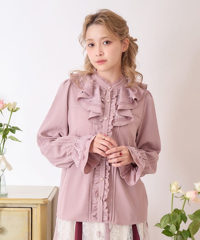 Keep clean】カットワークフリルピンタックブラウス – Ame no