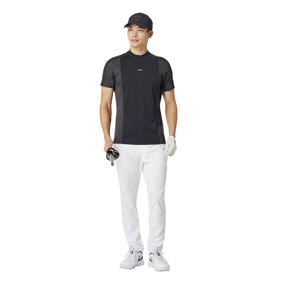 ☆【TAYLORMADE 】☆テーラーメイドブラックモックネックフリルシャツ セール・アウトレット】ストレッチ グラフィック モックネック