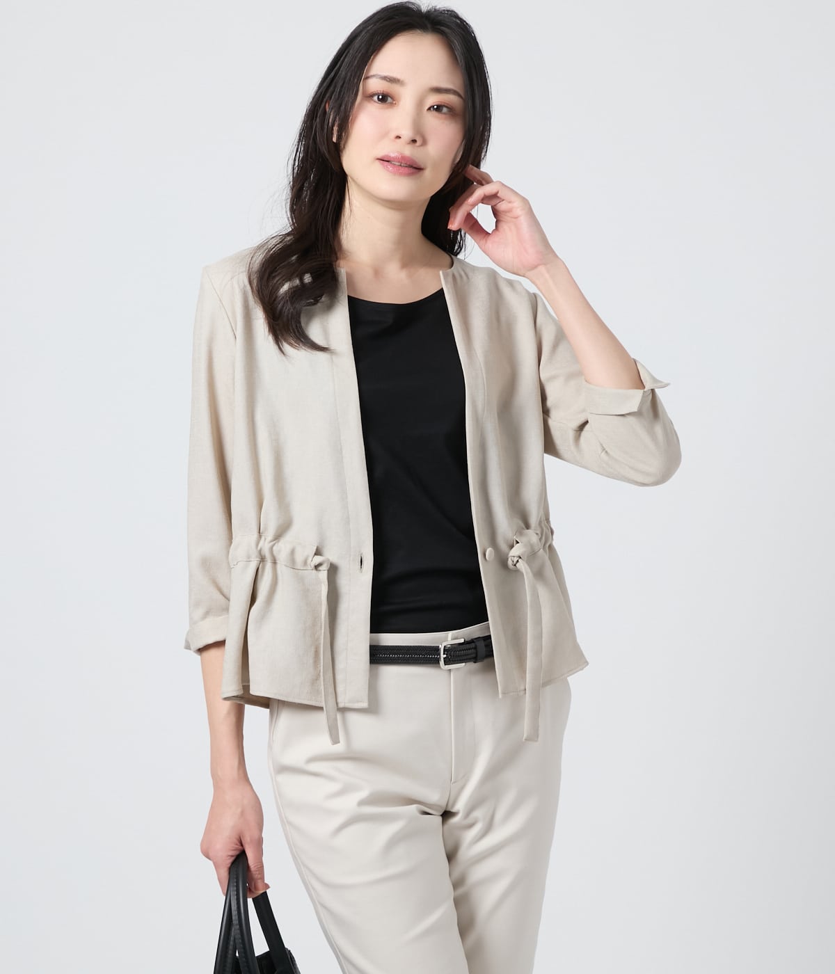 美品 Lisette エアリーリネン 8分袖ブラウス ライトベージュ FREE 美品 Lisette エアリーリネン 8分袖ブラウス ライトベージュ