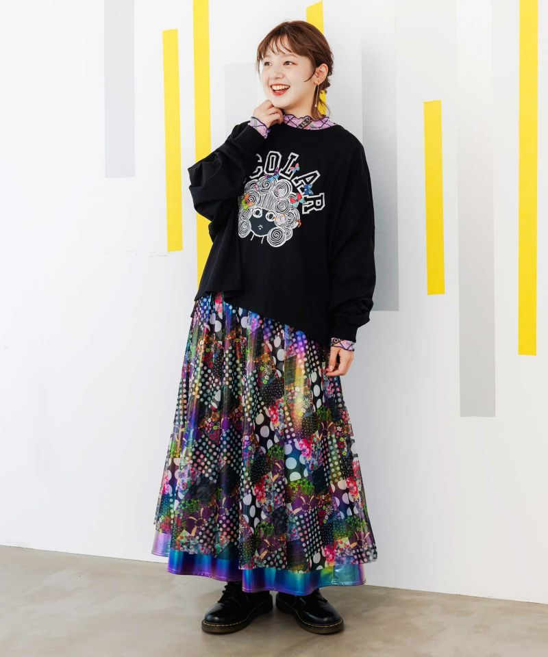iS ScoLar トップス is イズ スカラー 551227 蝶花柄シアー重ね