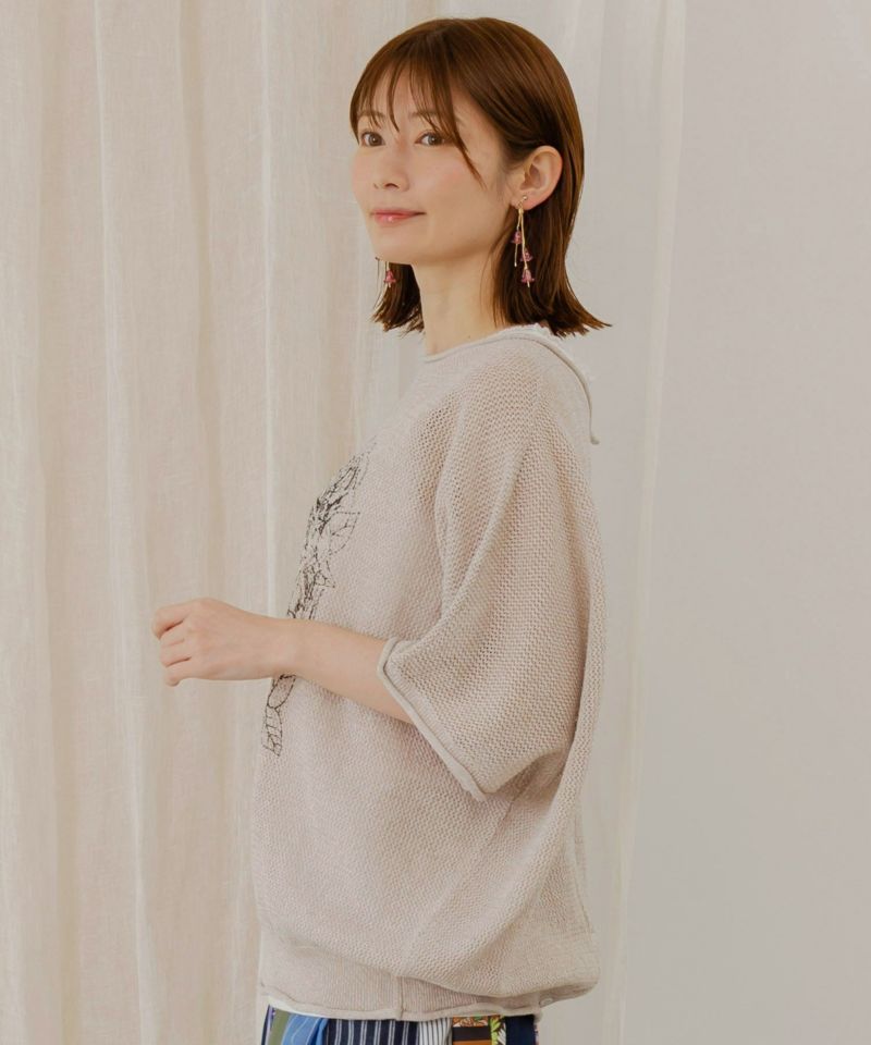 男性に人気！ 152609：ネコ柄麻混ニット 2WAYカーディガンの通販-ScoLar トップス