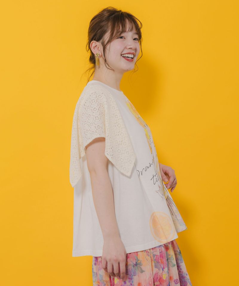 人気ブランドランキング 152668：オレンジスカラーちゃん 柄レース袖Tシャツの通販-ScoLar トップス