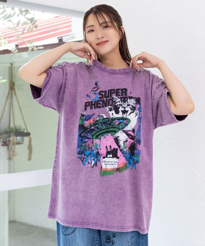 スカラー ScoLar カオス柄ピグメントTシャツ （グリーン） スカラー ScoLar カオス柄ピグメントTシャツ （グリーン