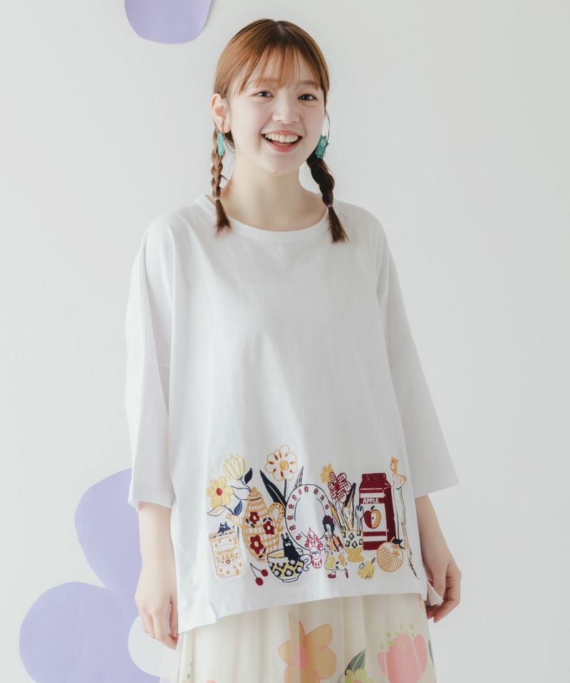 152763：キッチンのこびと柄 刺繍プルオーバーの通販-ScoLar