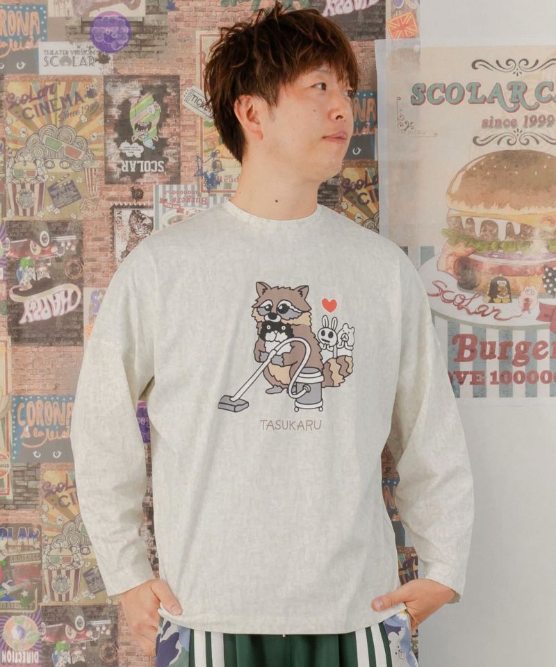 スカラーパリティ 351112:古着風タスカル柄 ロングスリーブTシャツ 351112:古着風タスカル柄 ロングスリーブTシャツの通販-ScoLar