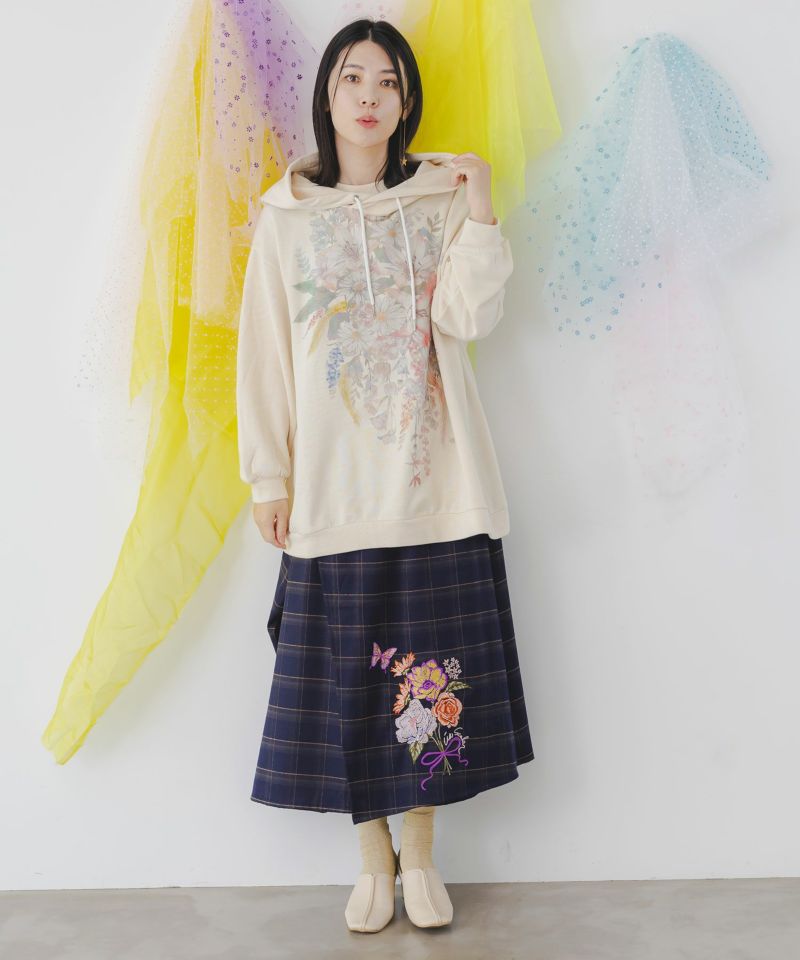 543285：しだれ花柄ビッグフード裏毛チュニックの通販-ScoLar