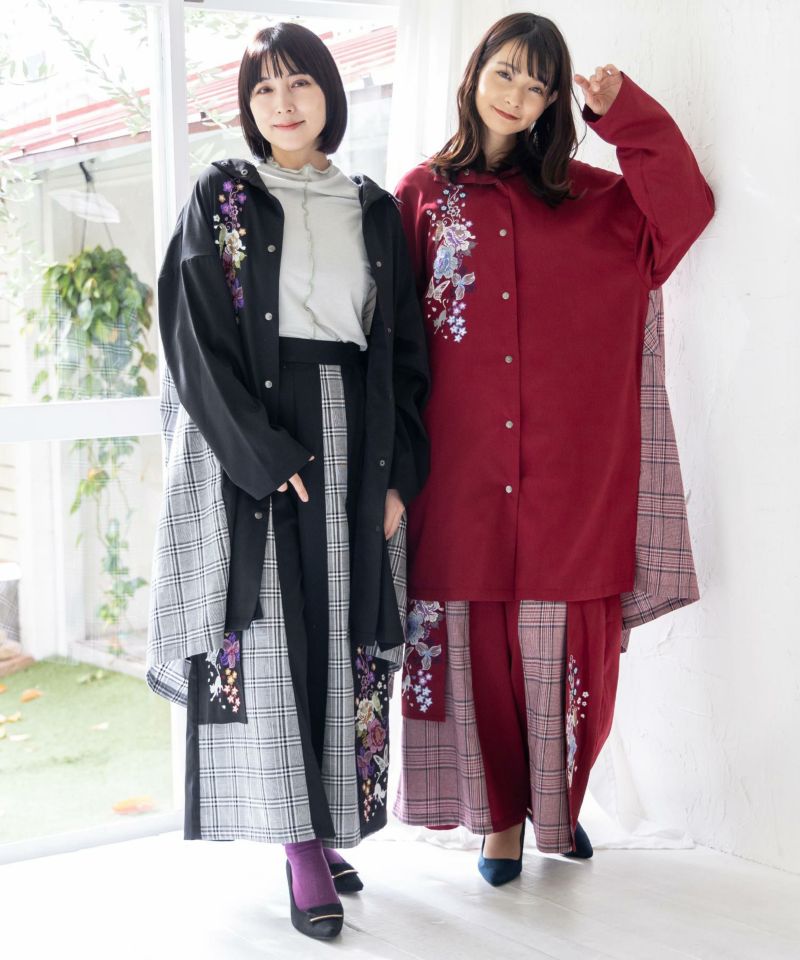 SANDRO☆ギャザー入り ツイル シャツワンピース♪【送料込】 543290：雅結×iS ScoLarコラボ 和風刺繍 シャツワンピースの通販
