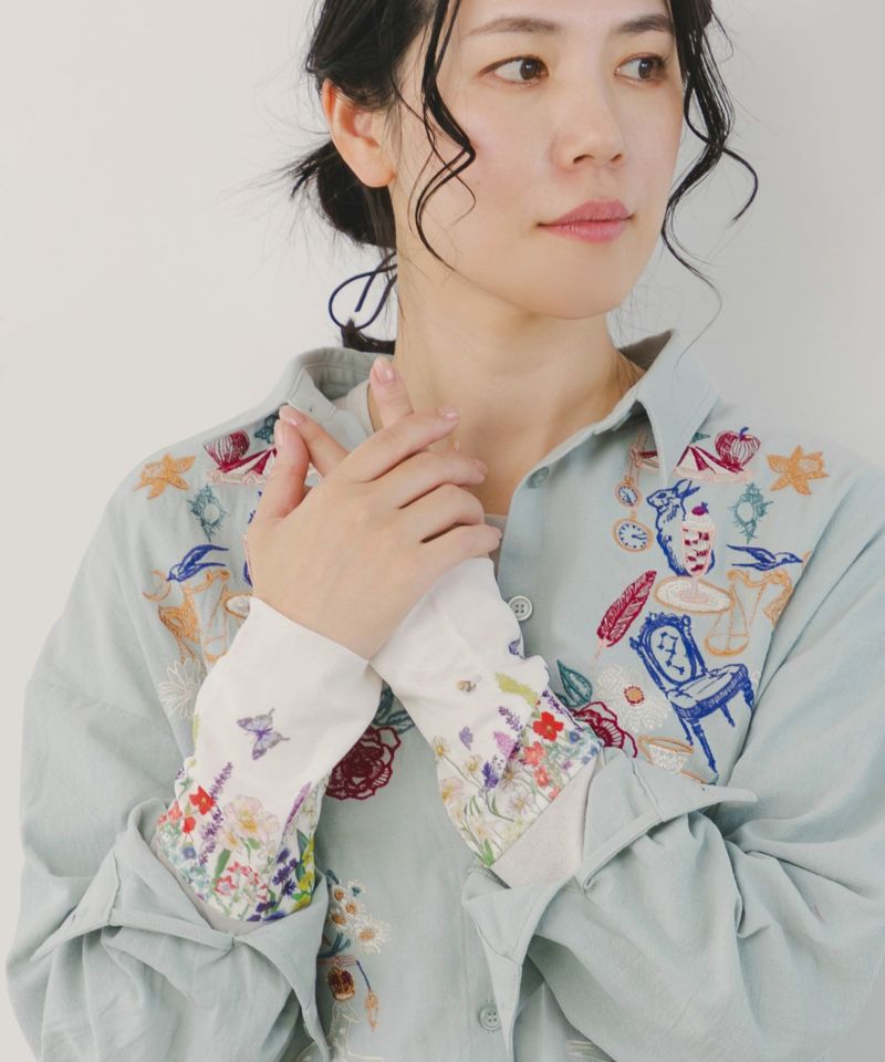 551224：花蝶刺繍ラメ入りロングスリーブTシャツの通販-ScoLar