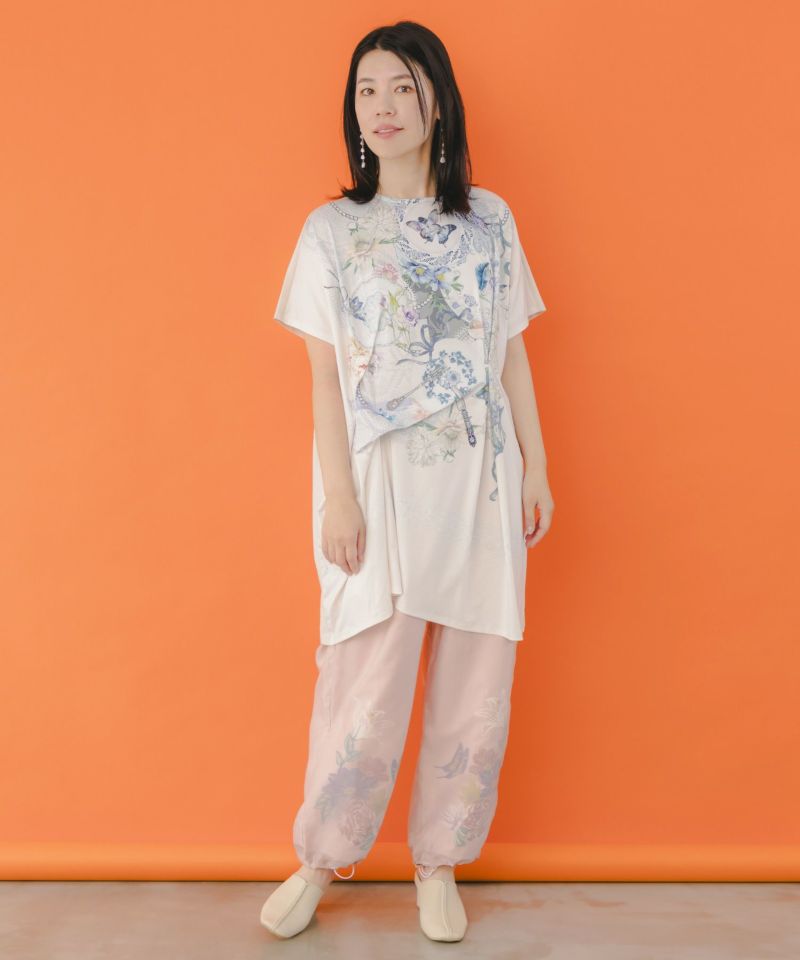 スカラー ScoLar 花×レース×カトラリー コラージュ柄ワンピース