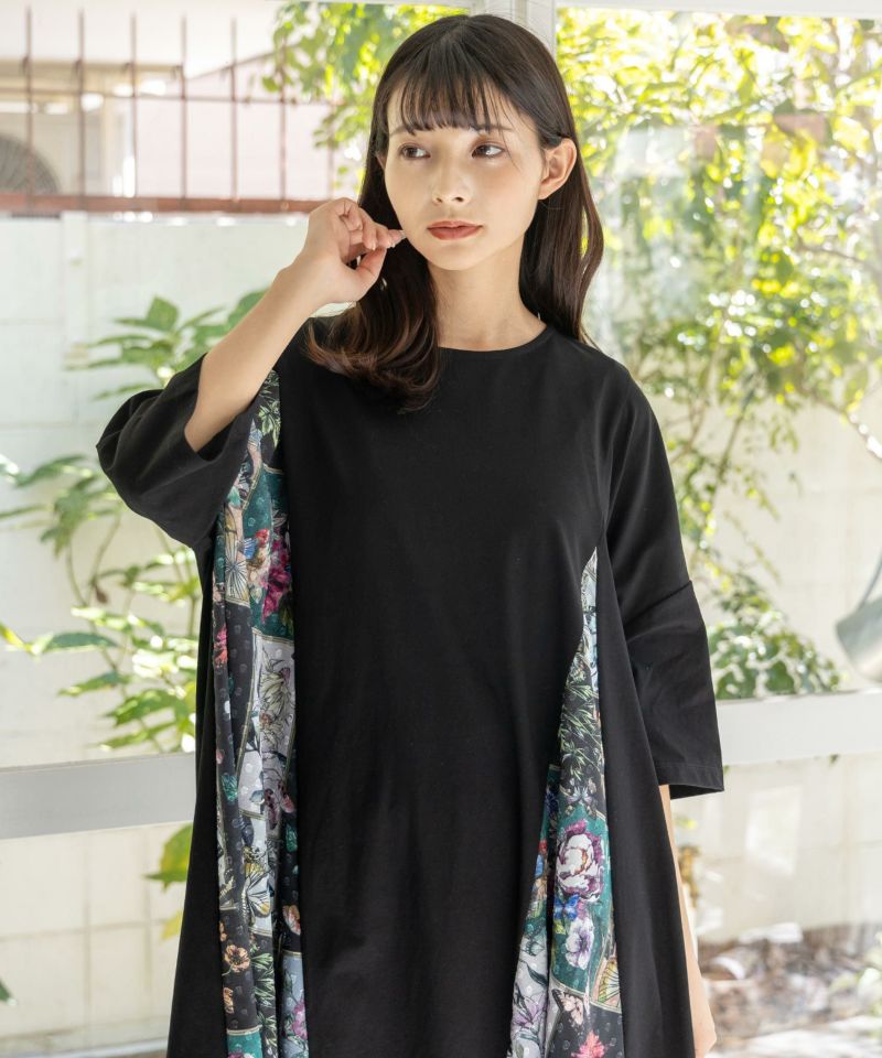 スカラー　151640：ロック×花柄切替 パッチワーク風ワンピース 151640：ロック×花柄切替 パッチワーク風ワンピースの通販-ScoLar