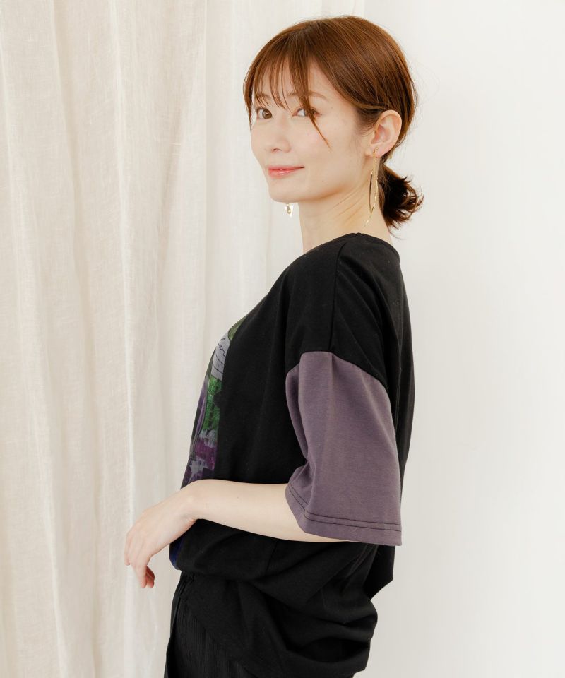 2024年激安 552202：アートコラージュ チュール重ね切替Tシャツの通販-ScoLar Tシャツ(半袖+袖なし)