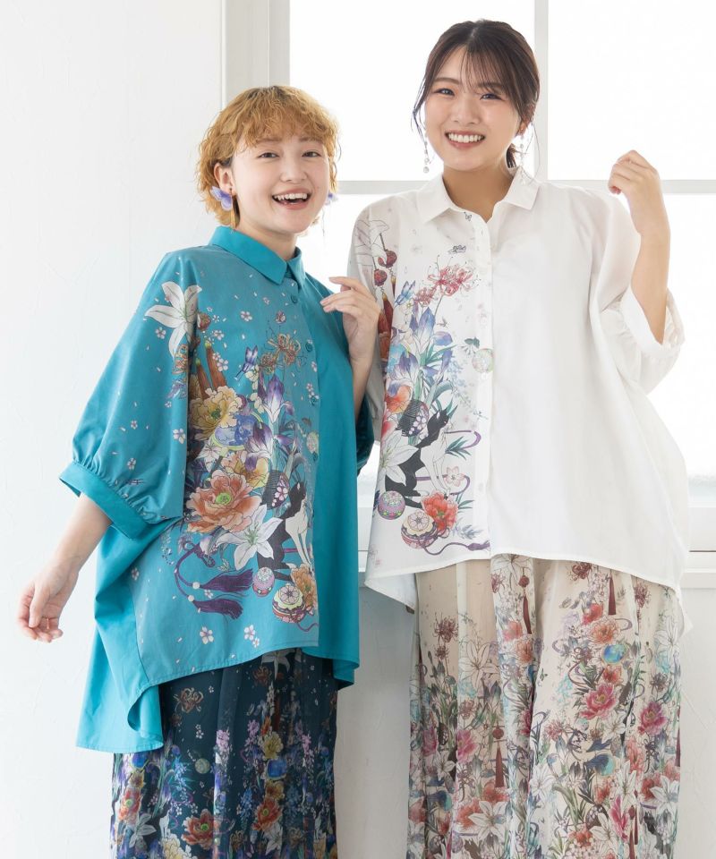 552220：雅結×iS ScoLarコラボ 和風花柄シャツの通販-ScoLar