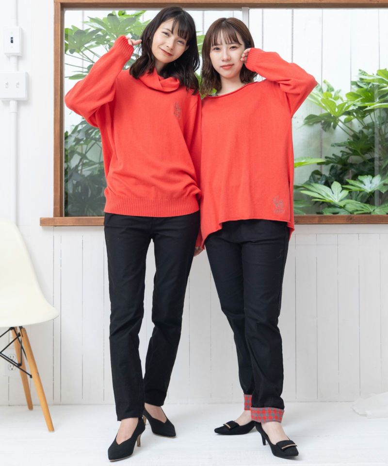743001：チェック柄切替 ストレッチ刺繍パンツの通販-ScoLar