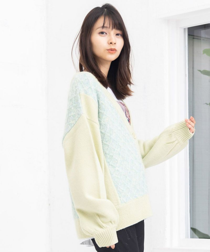 イズスカラー / パッチワーク柄シフォン切替カーディガン