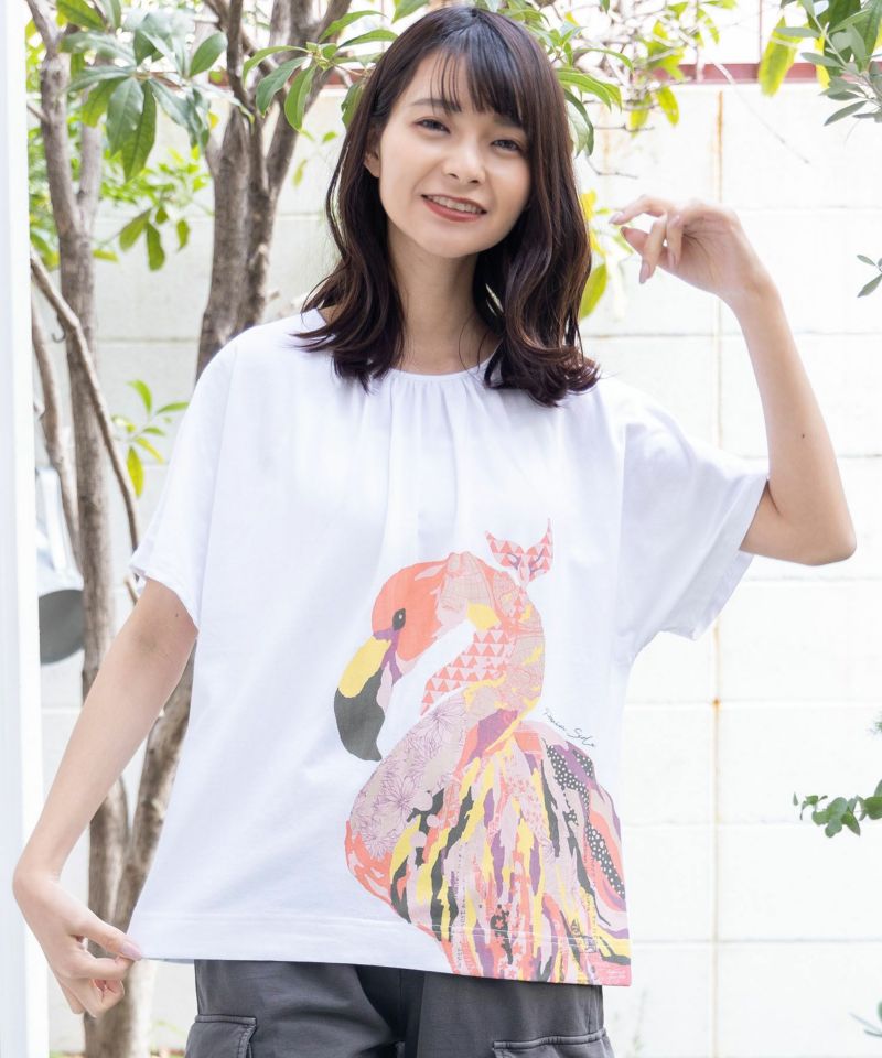T. japan print sleeve tunic チュニック　ブラウン T. japan print sleeve tunic チュニック ブラウン