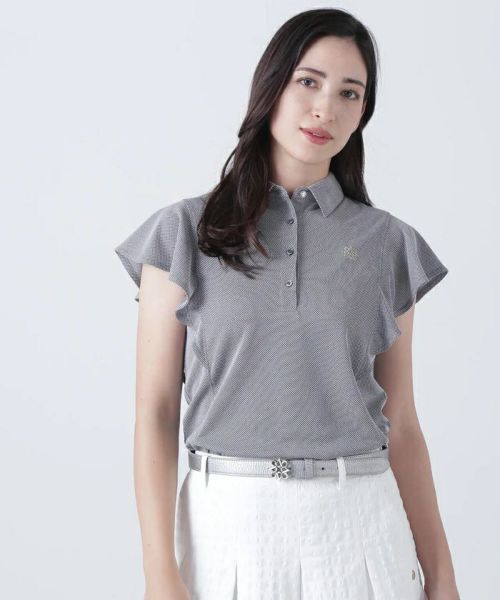 新品未使用　セントアンドリュース　ホワイトポロシャツ レディース TEXBRIDシャドーボーダーカノコ半袖シャツ (WOMENS) | St