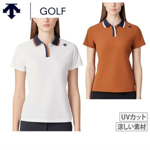 DESCENTE - デサントゴルフ　レディースゴルフウェア　半袖ポロシャツ　夏　M トップス　新品 ストレッチ 鹿の子半袖ポロシャツ レディス(半袖シャツ