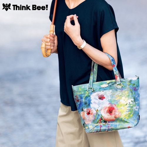 艶やかフラワー柄トートバッグ(2WAY)(シンクビー!/Think Bee