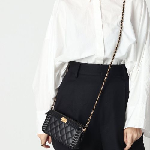 VINTAGE シャネル BOY ジップチェーンウォレット ブルー VINTAGE CHANEL/シャネル】Boy chanel チェーンウォレット