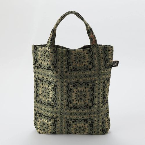 Flowers & Skulls Jacquard Denim Leather Tote bag / Black×White | Zingaro  official Web