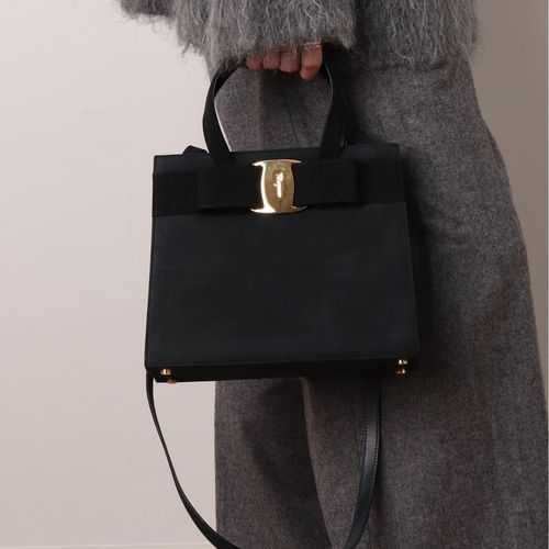 VINTAGE FERRAGAMO/フェラガモ】 Vara 2wayバッグ suede（ハンドバッグ