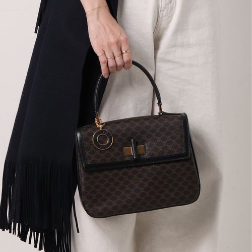 ヴィンテージ　レア　CELINE ブラック ハンドバッグ ダストバッグ付き VINTAGE CELINE/セリーヌ】macadam ハンドバッグ（ハンドバッグ