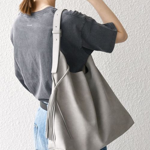 SHIPS シップス A4可 トートバッグ ハンドバッグ 革 グレー系 肩掛け セール】* チェーン モチーフ ハンドル 2WAY A4 ショルダー