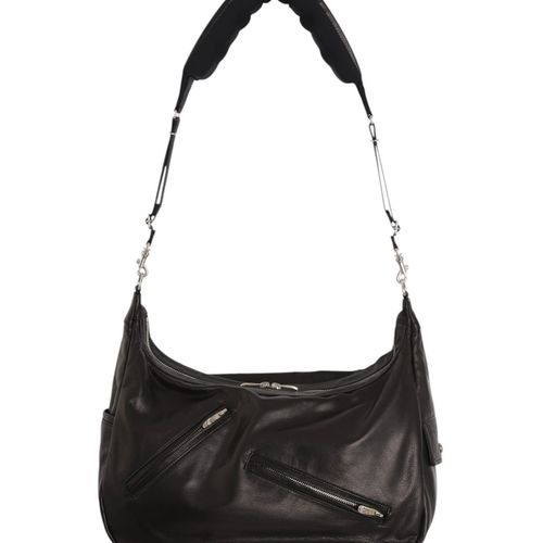 PC RIDERS LEATHER NEWTON SHOULDER BAG W / LOVE & PEACE SILVER