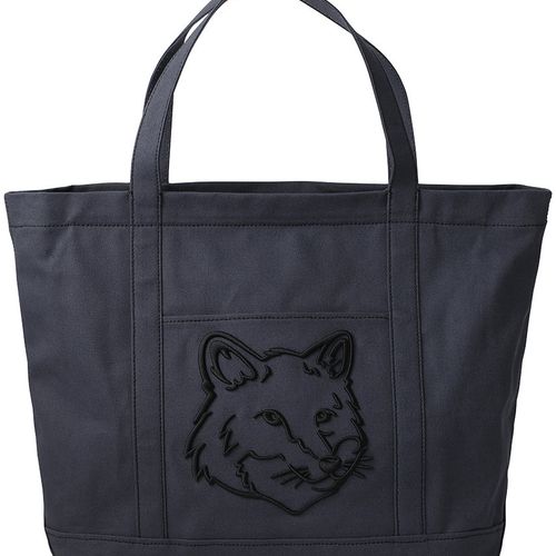 メゾンキツネ ブラック パファートートバッグ MAISON KITSUNE メゾンキツネ バッグ フォックス ヘッド
