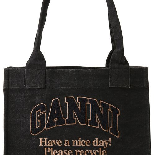 GANNI(ガニー)｜Large Easy デニムショッパー/ブラック の通販