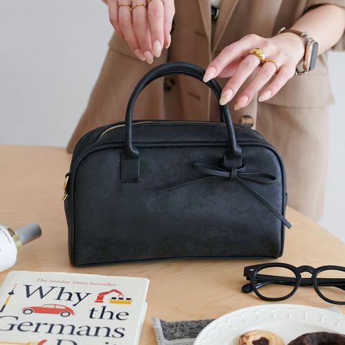 600mlペットボトル収納可◎】2WAYリボンスクエアボストンバッグ《詳細