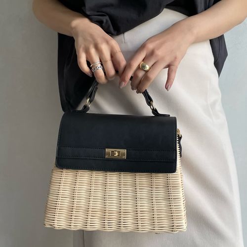 【タグつき新品】ラタンキャリーバッグ&カゴバッグ♡ so/et｜透け編み ラタン ショルダーかごバッグ （インナーバッグ