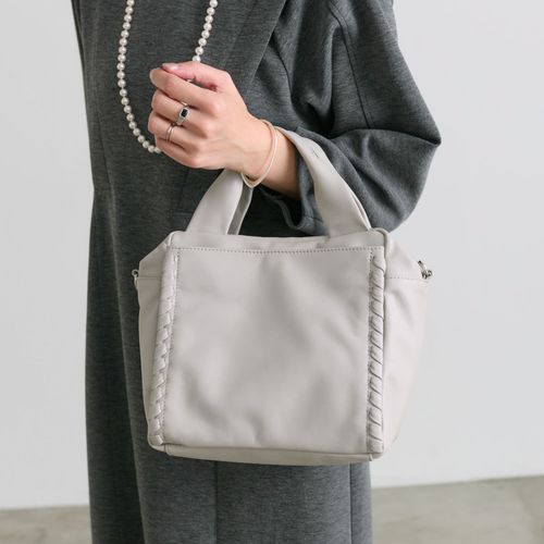 サイド編みボストンバッグ《本革/2way/500mlペットボトルも入る