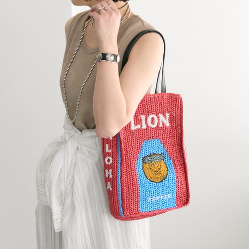 【極美品】LION COFFEE ライオン刺繍 トートバッグ　カゴ 極美品】LION COFFEE ライオン刺繍 トートバッグ カゴ - メルカリ