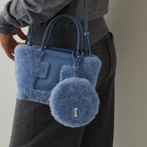 【極美品】イアクッチ ソルベット ムートン ショルダーバッグ 2way グレー IACUCCI 「IACUCCI」 ソルベット 2WAYバッグ - グレー