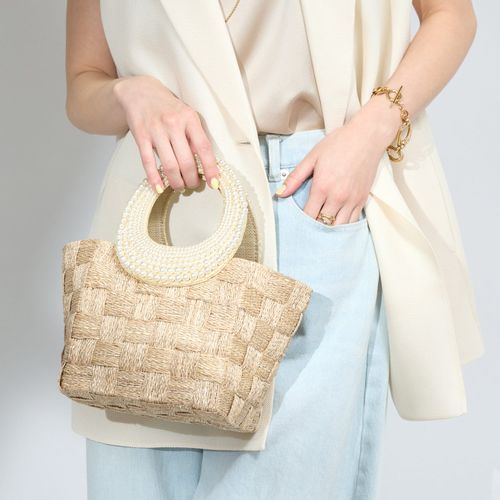 ラブティックボンボンパールハンドルバスケットL La boutique BonBon（ラブティックボンボン）の「パールハンドル