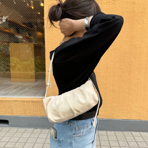 martha様購入専用 ホールドオール] カーフレザー ダブル ハンドル バッグ, amber brown