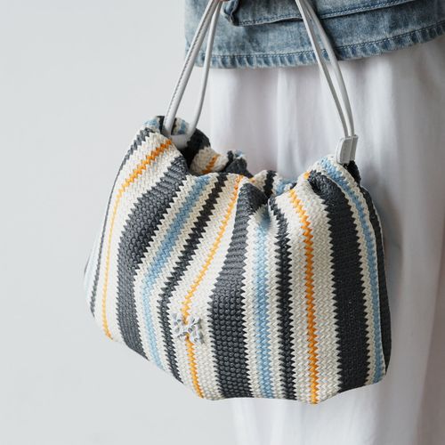 ストライプカゴ巾着ショルダーバッグ | russet(ラシット