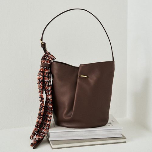 ツイードスカーフ付きレザー2WAYショルダーバッグ | russet(ラシット