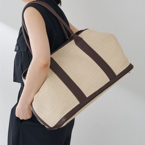 新品　MAURIZIO TAIUTI ストロー×牛革　コンビ　トートバッグ MAURIZIO TAIUTI】ストローレザートートバッグ | Whim Gazette