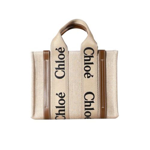 Chloe リネン製Woodyラージトートバッグ Chloé リネン＆レザー製Woodyトートバッグ の灰色 | Chloé JP