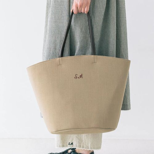 セール】 【SA刺繍】オーバルトートバッグ（ベージュ/キナリ/バッグ