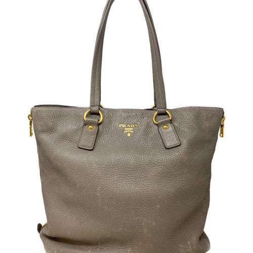 PRADA グレー レザートートバッグ 中古・古着通販】PRADA (プラダ) レザートートバッグ グレー