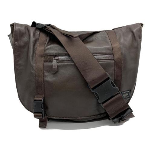 PORTER ZOOM メッセンジャーバッグ ブラウン　レザー 中古・古着通販】PORTER (ポーター) ZOOM メッセンジャーバッグ