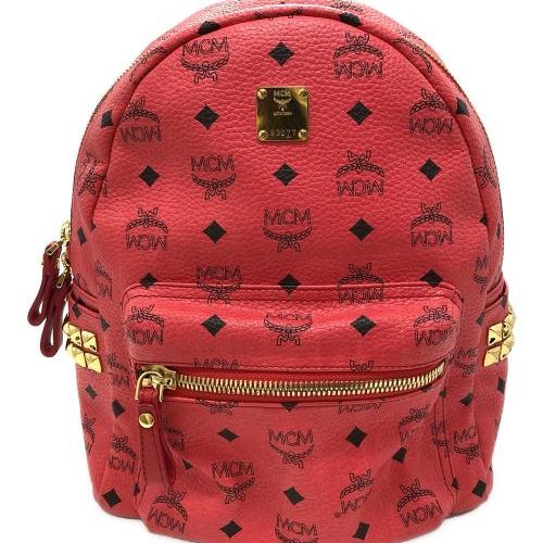 【1984ページ】MCM スタッズ付き赤リュック N637B 中古・古着通販】MCM (エムシーエム) スタッズリュック ピンク