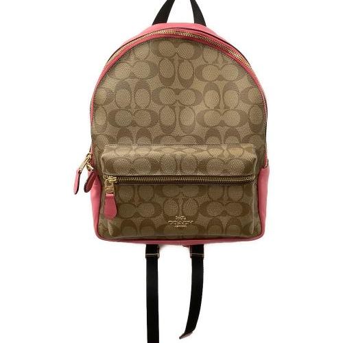 中古・古着通販】COACH (コーチ) シグネチャー ベージュ×ピンク
