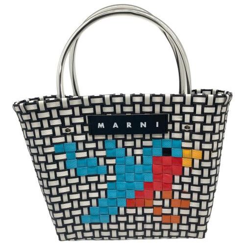 MARNI マルニ かごバッグ ホワイト×ブラック MARNI マルニ バッグ Marni Market ステンシルバッグ ブラック
