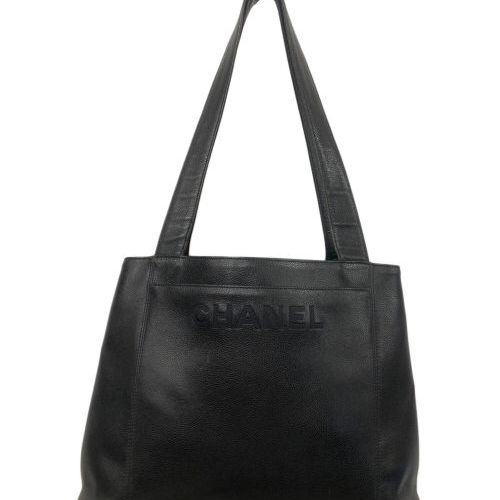 【USED】CHANEL ロゴトートバッグ 中古・古着通販】CHANEL (シャネル) ロゴトートバッグ ブラック