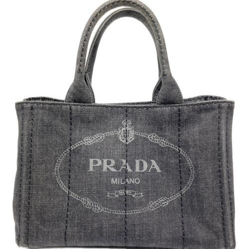 中古・古着通販】PRADA (プラダ) デニムハンドバッグ グレー｜ブランド